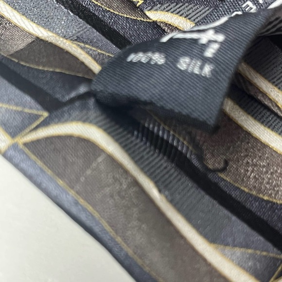 VTG Gallant Silk Tie Neutral Retro MCM  Black Brown Tan Cream Silver Gray - Picture 9 of 13